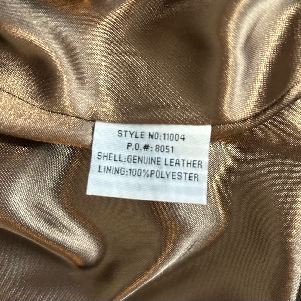 Bagatelle Leather Cropped Moto Jacket Bronze sz XL Minimalist Chic Quite Luxury - Picture 12 of 15